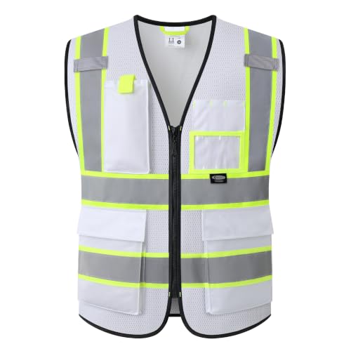 Safety Vest for men women Reflective Vest with Pockets and Zipper High Visibility Vests BX340