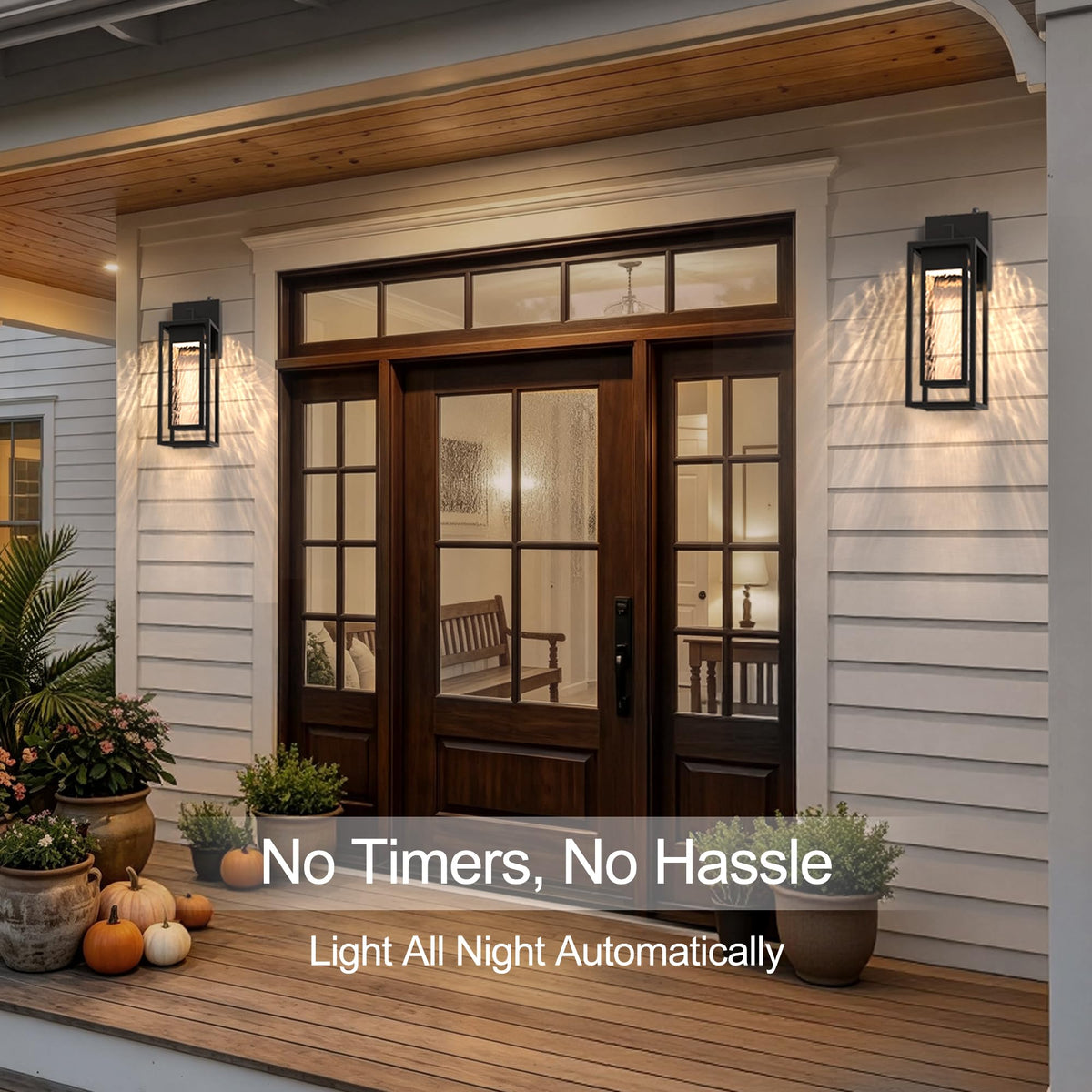 2 Pack LED Outdoor Wall Light (Black(Dusk to Dawn Sensor))