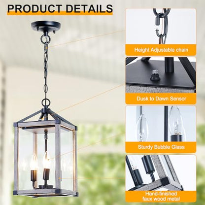Outdoor Pendant Light Fixture with Dusk to Dawn Sensor