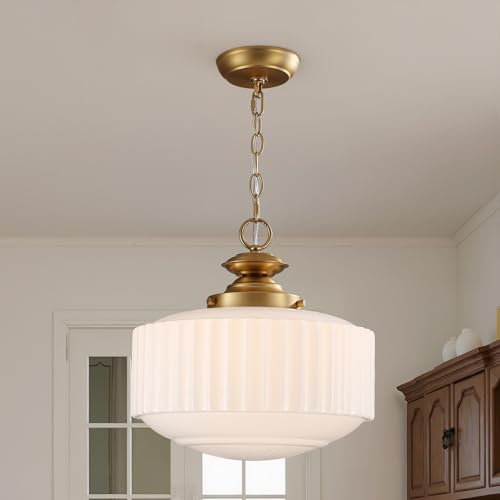 Vintage Milk Glass Pendant Light