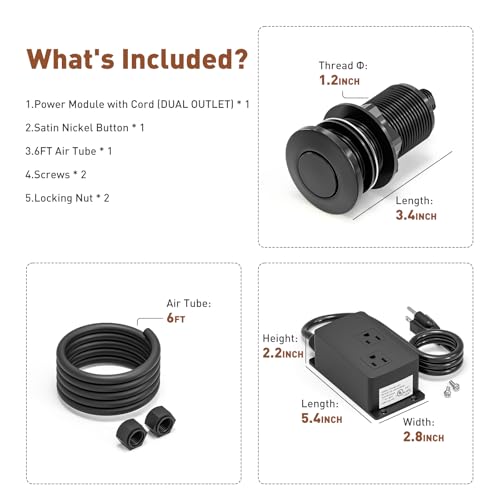 Garbage Disposal Air Switch Kit Dual Outlet (Matte Black)