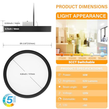 Flush Mount Ceiling Light 5CCT LED Edgelit Slim Surface Mount Downlight for J