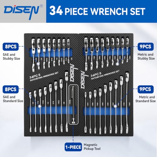 Metric and SAE Combination Wrench Set with EVA