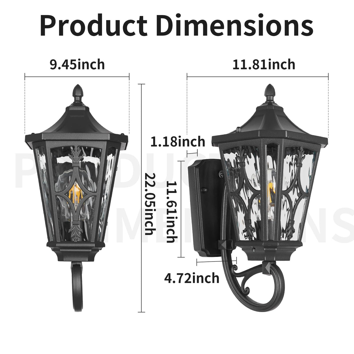23" Outdoor Wall Light Fixtures (10-BK-L)