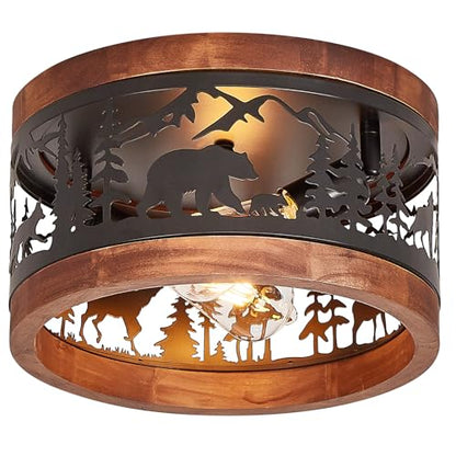 Rustic Farmhouse Flush Mount Ceiling Light