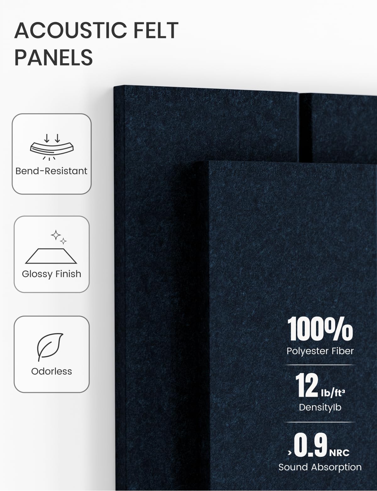 Felt Bulletin Board & Cork Board Alternative 36'' x 24'' (Carbon Blue / Bold-stripe 6-pack)