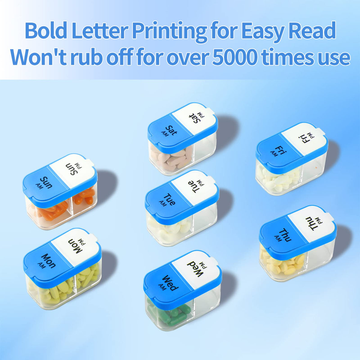 Large Pill Organizer 2 Times a Day (Blue)