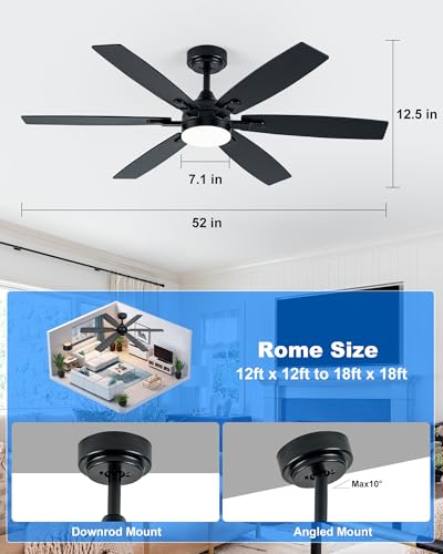 52" Ceiling Fan with Light for Bedroom