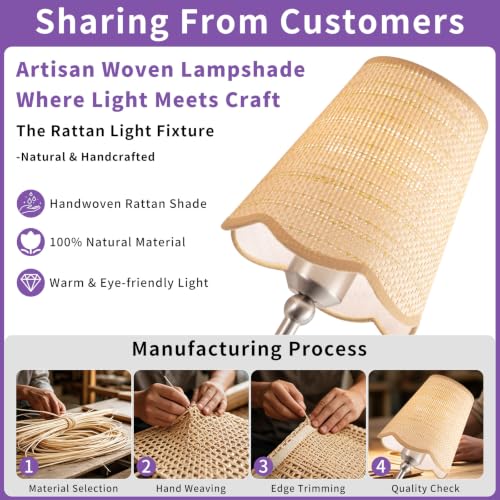3 Light Boho Rattan Bathroom Vanity Light Fixture