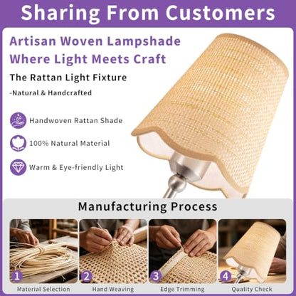 3 Light Boho Rattan Bathroom Vanity Light Fixture