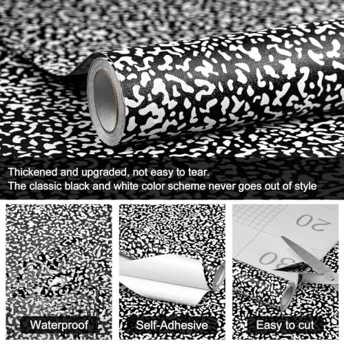White and Black Contact Paper Composition Wallpaper Peel and Stick Wallpaper Vintage Removable Self Adhesive Waterproof Vinyl Wall Paper