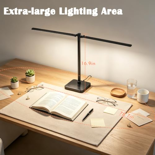 Desk Lamp for Home Office with USB C Charging Ports Wireless Charger
