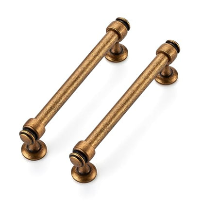 4 Pack Antique Brass Cabinet Handles (Antique Brass / 5 Inch Hole Center)