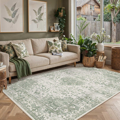 Green 6x9 Area Rug Washable for Living Room (Y|green / 6' x 9' (Rectangular))