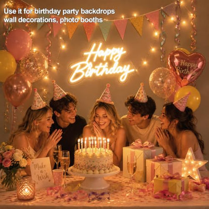 Dimmable Happy Birthday Neon LED Sign for Backdrop