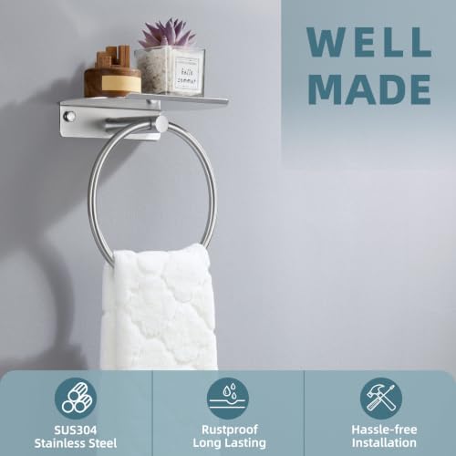 Swivel Towel Ring with Shelf Matte Black
