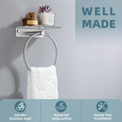 Swivel Towel Ring with Shelf Matte Black