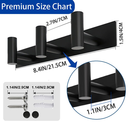Matte Black Coat Rack Wall Mount (Matte Black / “T“ Shape 3 Hooks 1 Pack)