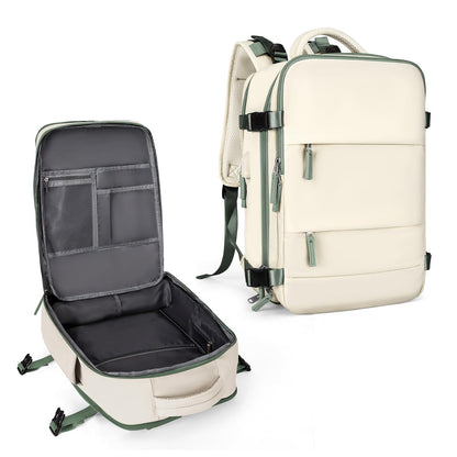 Large Travel Backpack for Women Men (White Green / 30 liters)