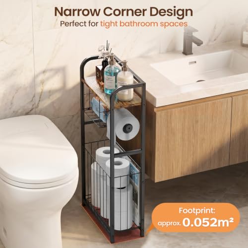 Freestanding Toilet Paper Holder Stand with Storage