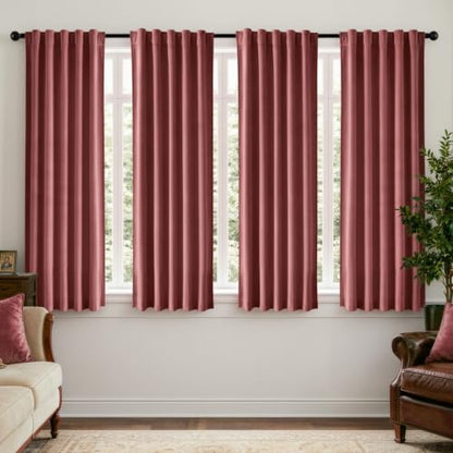 Dusty Rose Velvet Curtains 4 Panel Set Back Tab 40 x 63 Inch Long (Dusty Rose / 40"W x 63"L (Pack of 4))