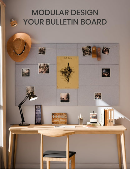 Felt Bulletin Board & Cork Board Alternative 48'' x 36'' (Soft Gray-1 / Solid tile 6-pack)