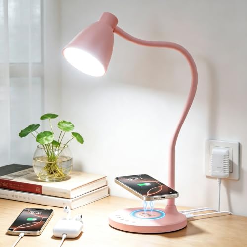 Desk Lamp for Home Office with USB C Charging Ports Wireless Charger