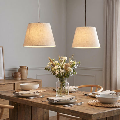 Pre Assembled Set of 2 Linen Spider Replacement Lampshades for Table Lamps (Light Beige)