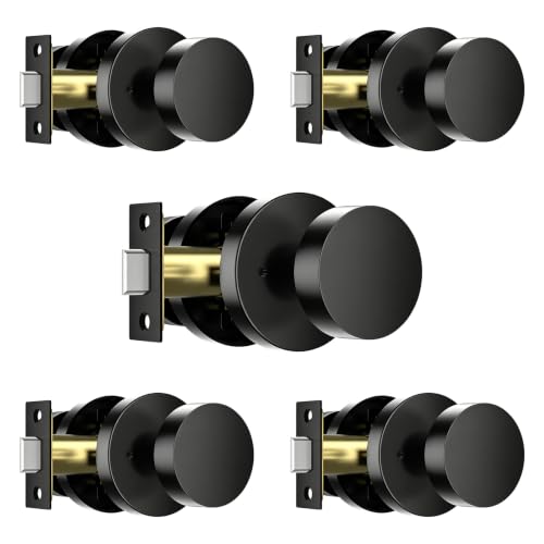Matte Black Door Knobs Interior 5 Pack (Matte Black)