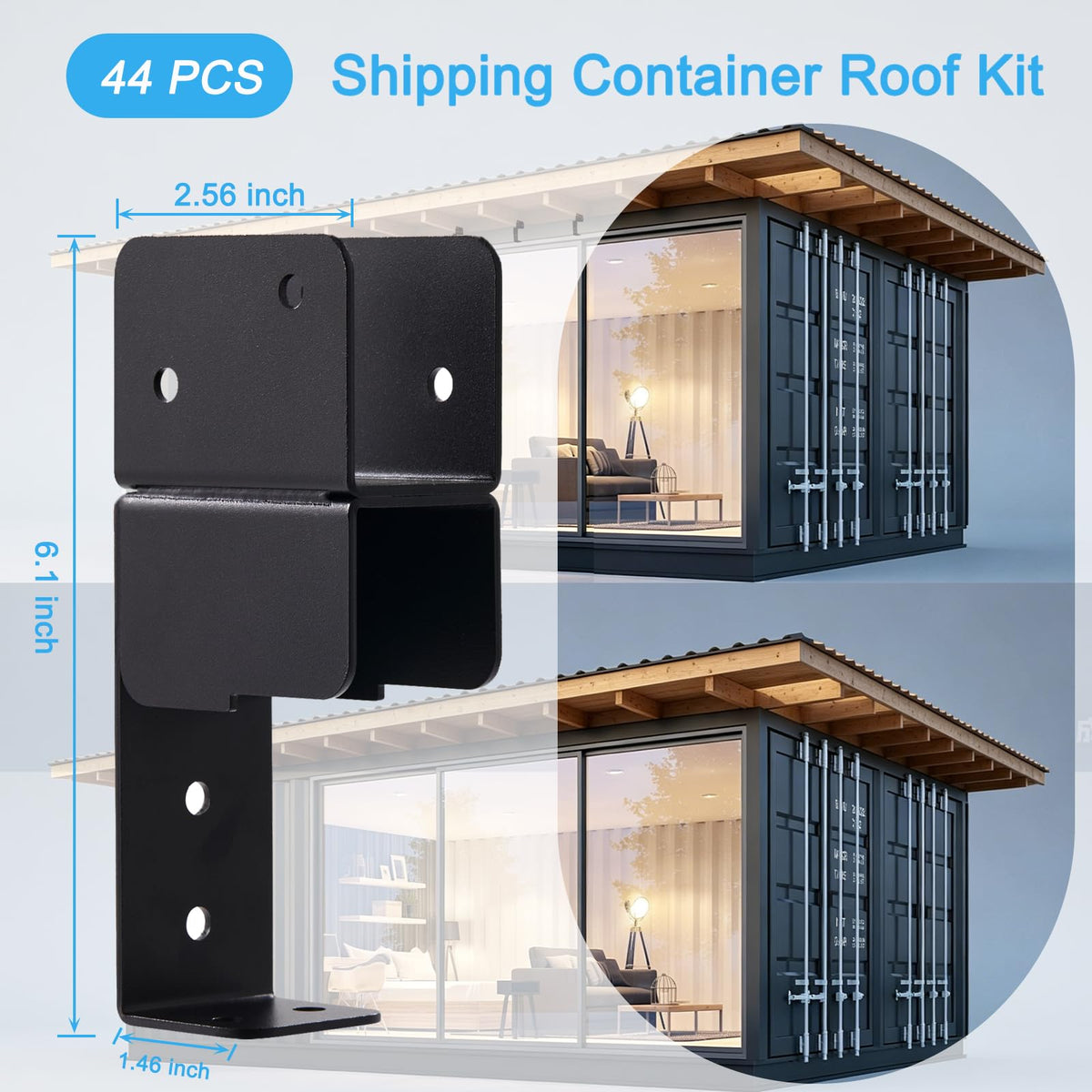 40 Foot Shipping Container Roof Brackets Fits (Black 44)