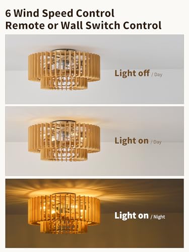 20" Wood Caged Ceiling Fans with Lights