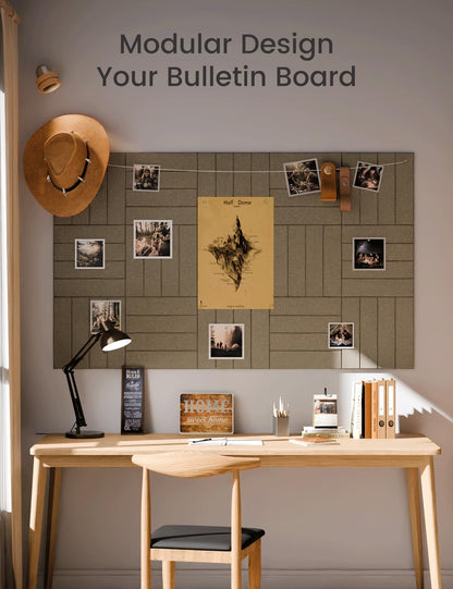 Felt Bulletin Board & Cork Board Alternative 48'' x 36'' (Christmas Brown-1 / Bold-stripe 12-pack)