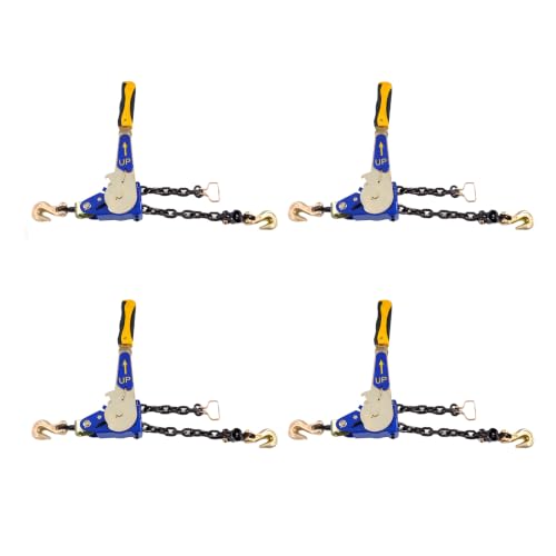 4 Pack 5/16"-3/8" EZ Ratchet Chain Binder with G70 Grab Hooks, Ratchet Load Binder Kit, 5400 lbs WLL Heavy Duty Cargo Tie Down for Flatbed Trailers & Trucks (5/16" - 3/8"(4 Pack))