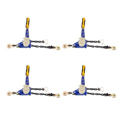 4 Pack 5/16"-3/8" EZ Ratchet Chain Binder with G70 Grab Hooks, Ratchet Load Binder Kit, 5400 lbs WLL Heavy Duty Cargo Tie Down for Flatbed Trailers & Trucks (5/16" - 3/8"(4 Pack))