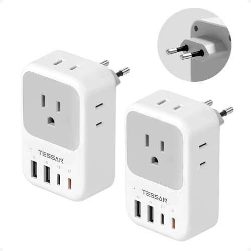2 Pack 8 in 1 Travel Plug Adapter Type C