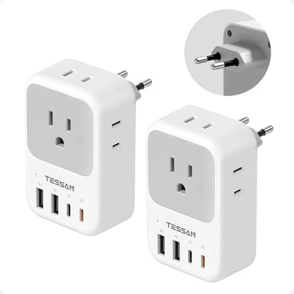 2 Pack 8 in 1 Travel Plug Adapter Type C