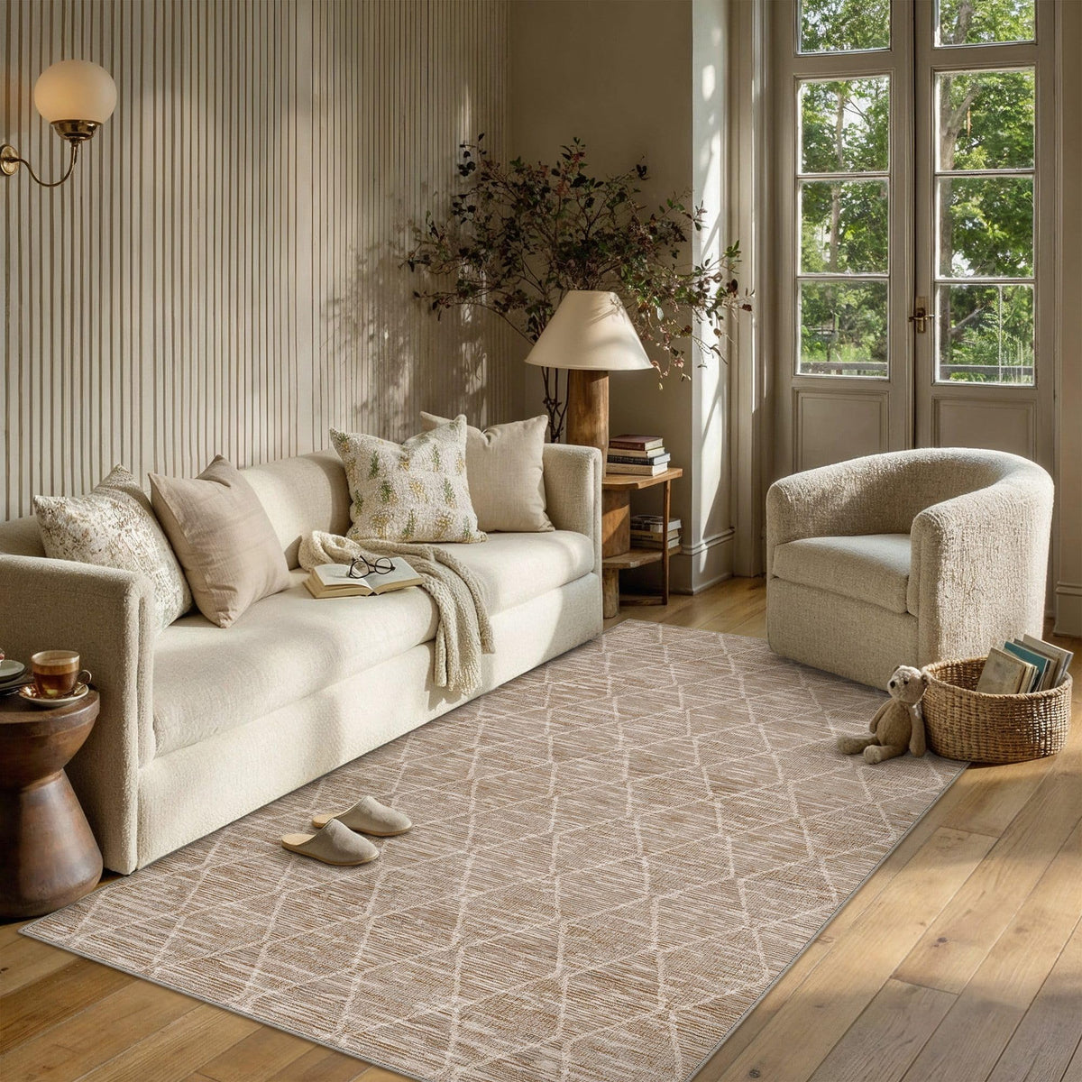 3x5 Area Rug Brown Washable Rugs for Living Room (L| Brown / 3' x 5' (Rectangular))
