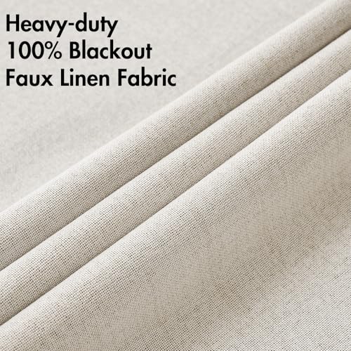 100% Blackout Linen Curtains for Bedroom 52x108 Inches Birch (Birch / 52"W x 108"L (Pack of 2))