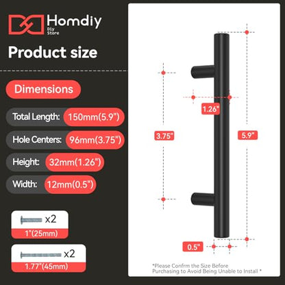 Black Cabinet Handles 30Pack 3 (3-3/4in hole centers / Black)