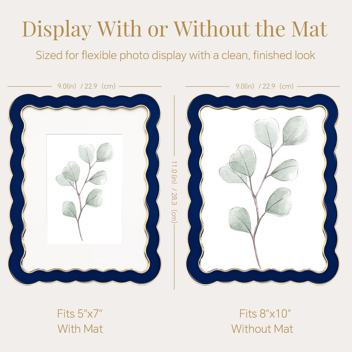 8x10 Scalloped Wavy Metal Picture Frame (Midnight Navy / 8x10)