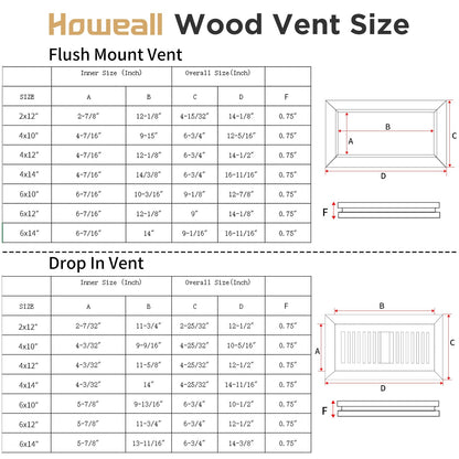 4x12 Inch Oak Floor Register (4x12 / Red-1pcs)