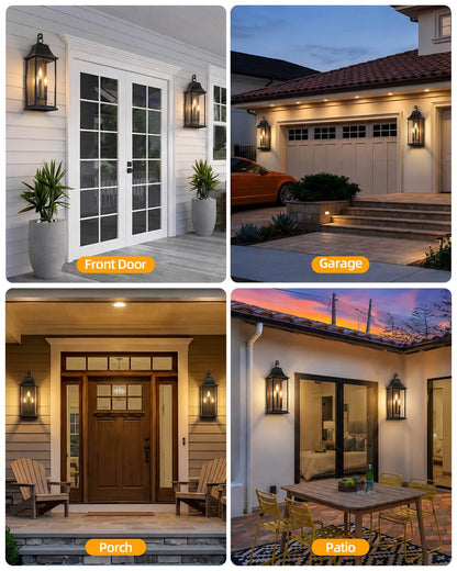 25" Extra Large Outdoor Wall Lanterns 2 Pack (Black / 25 Inch)