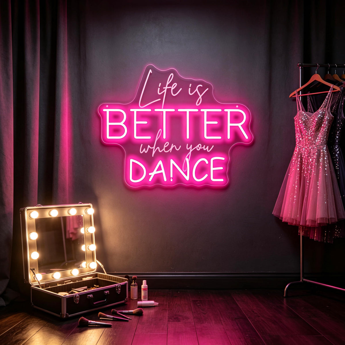 Life Is Better When You Dance Neon Sign Dancing Home Wall Decor 16.3"x12.6" (BETTER DANCE)