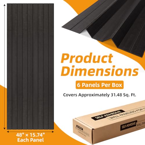 6 Pack Peel and Stick PVC Wood Slat Wall Panel