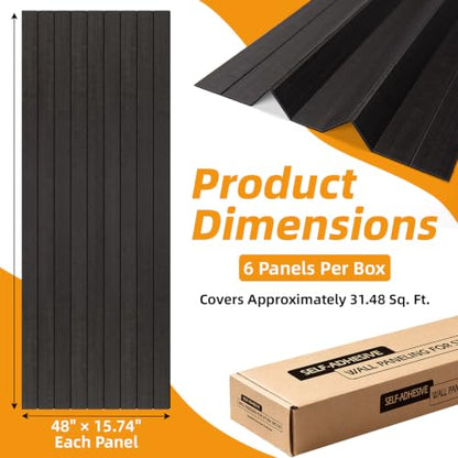 6 Pack Peel and Stick PVC Wood Slat Wall Panel