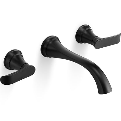 Black Wall Mount Tub Filler (Matte Black - Modern)