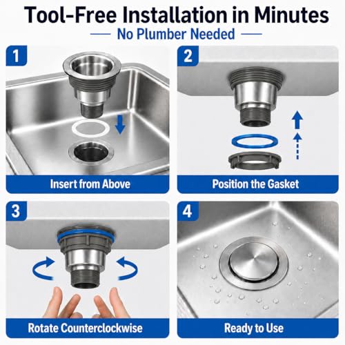 Pop Up Kitchen Sink Drain with Strainer