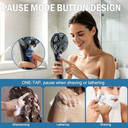 9 Settings Filtered Shower head with Handheld with Power Wash