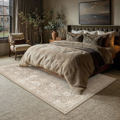 Area Rugs 5x8 Beige Vintage Rug for Living Room (Retro | Beige / 5' x 8' (Rectangular))