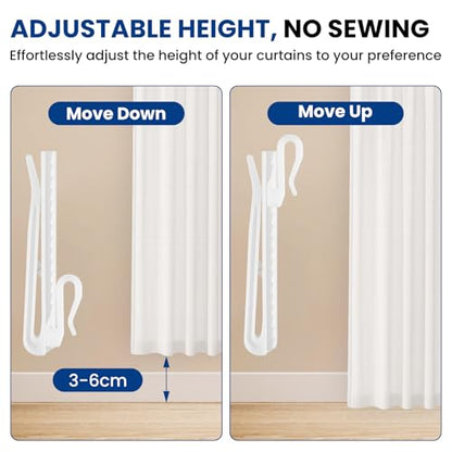 120 Pcs 85mm Adjustable Plastic Curtain Hooks